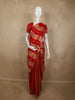 Radiant Vermilion Red Striped Zari Woven Design Pure Organza Saree with Zari Border