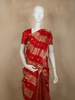 Radiant Vermilion Red Striped Zari Woven Design Pure Organza Saree with Zari Border