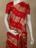 Radiant Vermilion Red Striped Zari Woven Design Pure Organza Saree with Zari Border