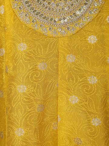 Radiant Yellow Floral Design Sequin Work Georgette Salwar Suit - Diadem