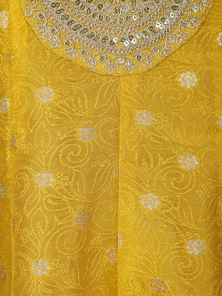 Radiant Yellow Floral Design Sequin Work Georgette Salwar Suit - Diadem