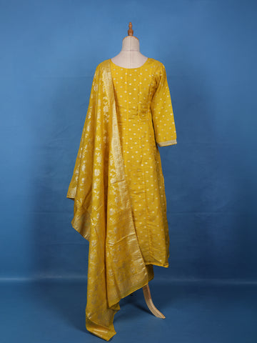 Radiant Yellow Floral Design Sequin Work Georgette Salwar Suit - Diadem