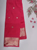 Rani Pink Butta Woven Design Soft Silk Saree with Silver Zari Floral Border