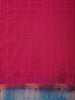 Queen Pink Checked Mysore Silk Saree With Contrast Blue Zari Border