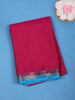 Queen Pink Checked Mysore Silk Saree With Contrast Blue Zari Border