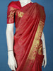Rani Pink Diamond Butta Woven Pure Kanchipuram Silk Saree With Golden Zari Border