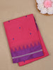 Rani Pink Diamond Motif Design Cotton Saree with Contrast Purple Temple Border