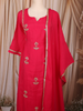 Rani Pink Floral Beads Embroidered Cotton Salwar with Dupatta