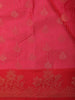 Rani Pink Floral Butta And Stripes Woven Kanchipuram Silk Saree with Floral Zari Border