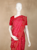Rani Pink Floral Butta And Stripes Woven Kanchipuram Silk Saree with Floral Zari Border