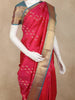 Rani Pink Floral Butta And Stripes Woven Kanchipuram Silk Saree