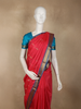 Rani Pink Floral Butta Woven Design Kanchipuram Silk Saree with Contrast Border