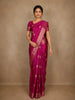 Rani Pink Floral Butta Woven Design Semi Banarasi Saree with Zari Border