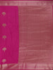 Rani Pink Floral Butta Woven Design Semi Banarasi Saree with Zari Border