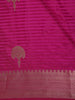 Rani Pink Floral Butta Woven Design Semi Banarasi Saree with Zari Border
