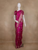 Rani Pink Floral Butta Woven Design Semi Banarasi Saree with Zari Border