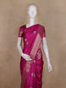 Rani Pink Floral Butta Woven Design Semi Banarasi Saree with Zari Border