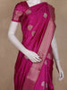 Rani Pink Floral Butta Woven Design Semi Banarasi Saree with Zari Border