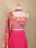 Rani Pink Floral Design Synthetic Palazzo Lehenga Suit