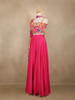 Rani Pink Floral Design Synthetic Palazzo Lehenga Suit