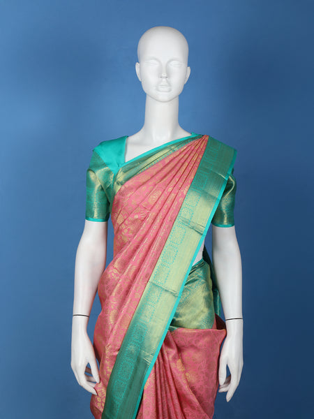 Rani Pink Floral Designed Silk Saree - Diadem