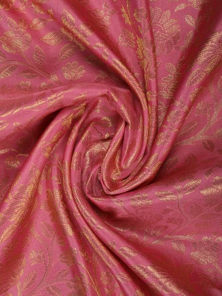 Rani Pink Floral Designed Silk Saree - Diadem