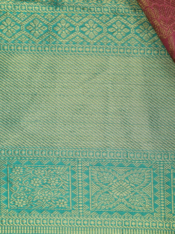 Rani Pink Floral Designed Silk Saree - Diadem