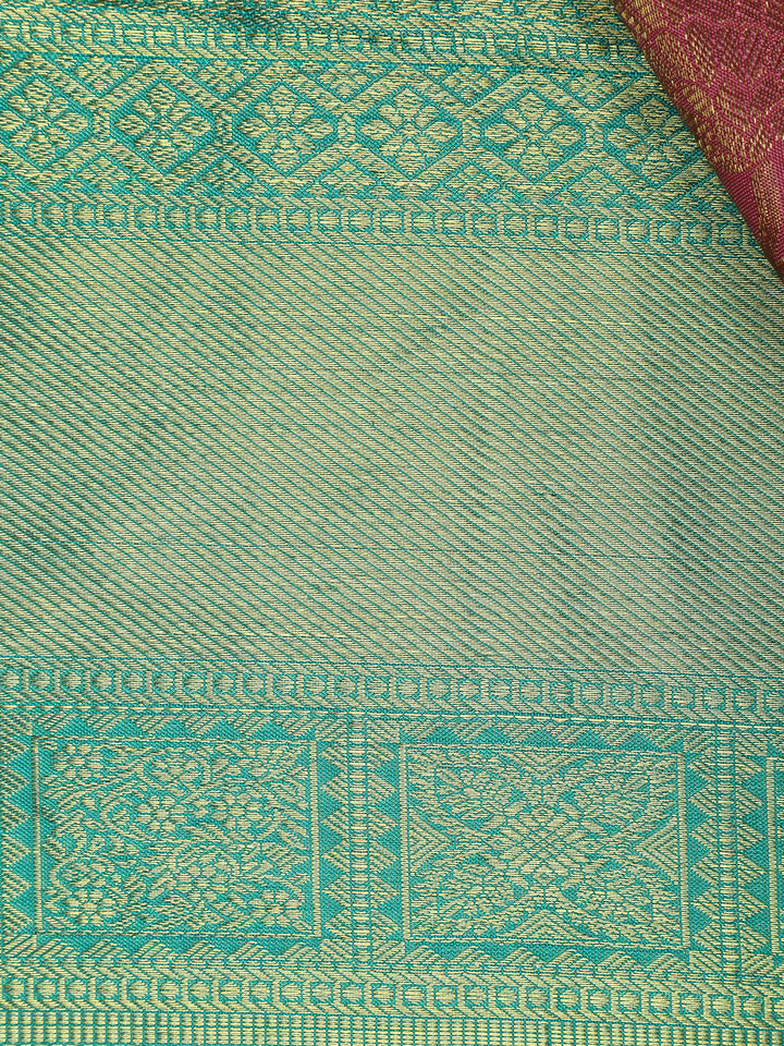 Rani Pink Floral Designed Silk Saree - Diadem