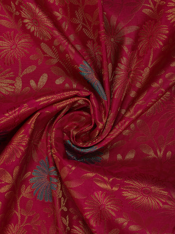 Rani Pink Floral Designed Silk Saree - Diadem