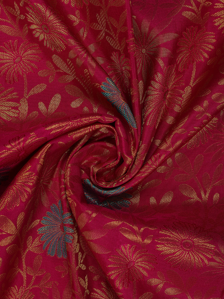 Rani Pink Floral Designed Silk Saree - Diadem