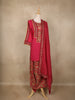 Rani Pink Floral Embroidered Design Cotton Patiala Salwar Suit