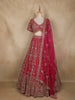 Rani Pink Floral Embroidery Design Bridal Net Lehenga