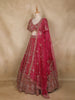 Rani Pink Floral Embroidery Design Bridal Net Lehenga