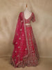 Rani Pink Floral Embroidery Design Bridal Net Lehenga