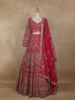 Rani Pink Floral Embroidery Design Net Lehenga