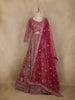 Rani Pink Floral Embroidery Design Net Lehenga