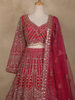 Rani Pink Floral Embroidery Design Net Lehenga