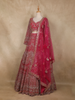 Rani Pink Floral Embroidery Design Net Lehenga