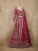 Rani Pink Floral Embroidery Design Net Lehenga