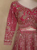 Rani Pink Floral Embroidery Design Net Lehenga