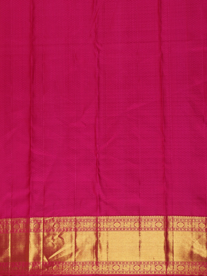 Rani Pink Floral Geometric Woven Pure Kanchipuram Silk Saree - Diadem