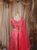 Rani Pink Floral Mirror Embroidered Design Tussar Silk Fancy Lehenga with Matching Dupatta