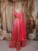 Rani Pink Floral Mirror Embroidered Design Tussar Silk Fancy Lehenga with Matching Dupatta