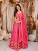 Rani Pink Floral Mirror Embroidered Design Tussar Silk Fancy Lehenga with Matching Dupatta