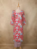 Rani Pink Floral Printed Design Cotton Straight Cut Salwar Suit