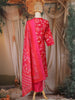 Rani Pink Floral Printed Design Cotton Straight Cut Salwar Suit