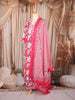 Rani Pink Floral Printed Design Cotton Straight Cut Salwar Suit with Striped Dupatta