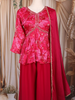 Rani Pink Floral Printed Design Peplum Palazzo Suit with Dupatta