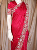 Rani Pink Floral Sequins Embroidered Satin Saree