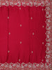 Rani Pink Floral Sequins Embroidered Satin Saree